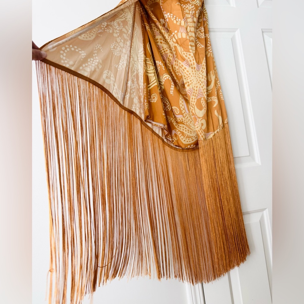 FARM Rio Orange Paisley Halter Fringe Mini Dress - Picture 8 of 12